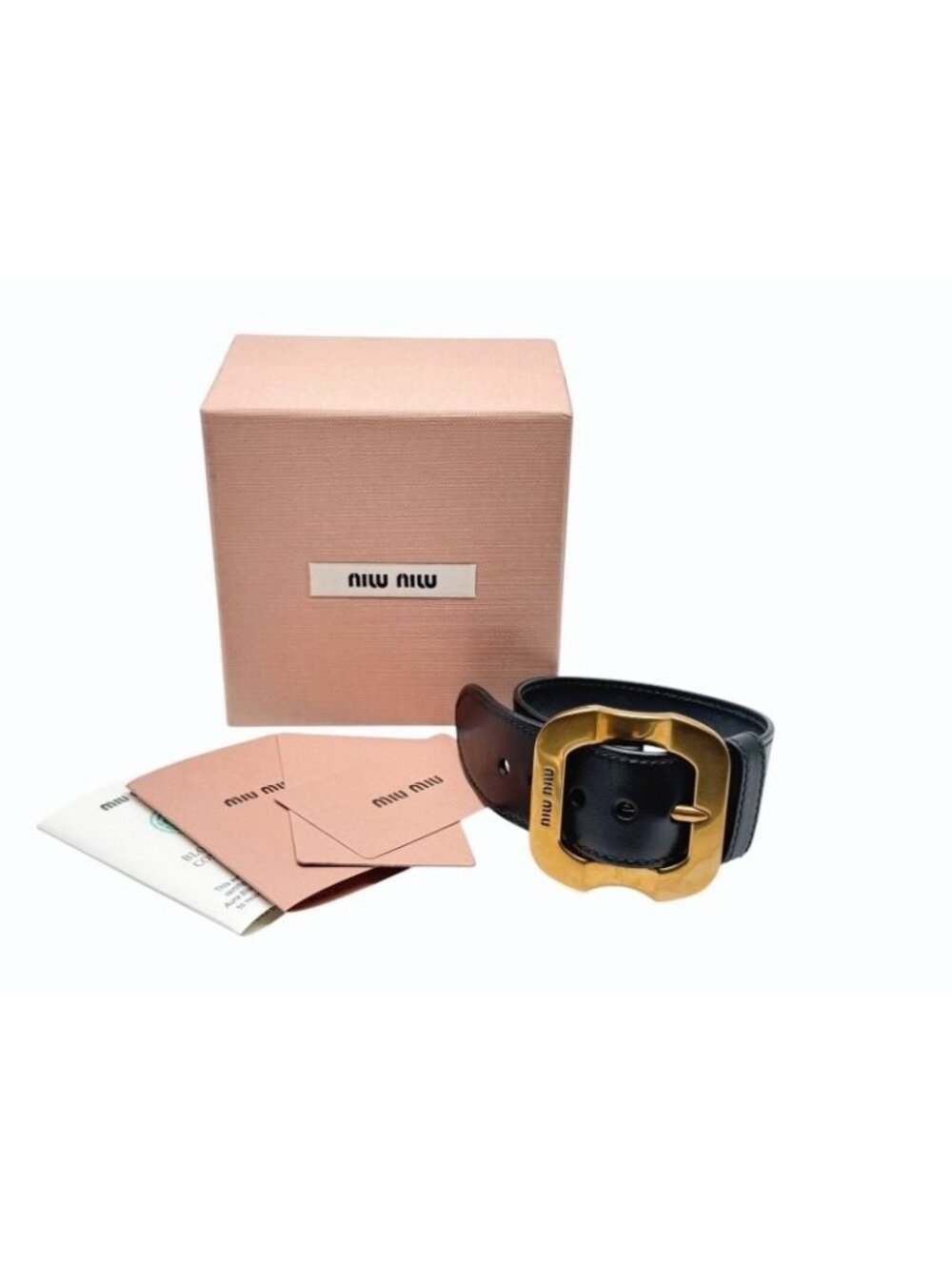 Miu Miu Bracelet with Buckle Leather Metal Black Gold